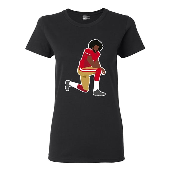 Ladies Kaepernick 7 Kneel Stand Football Protest Kap Front Back DT T-Shirt Tee