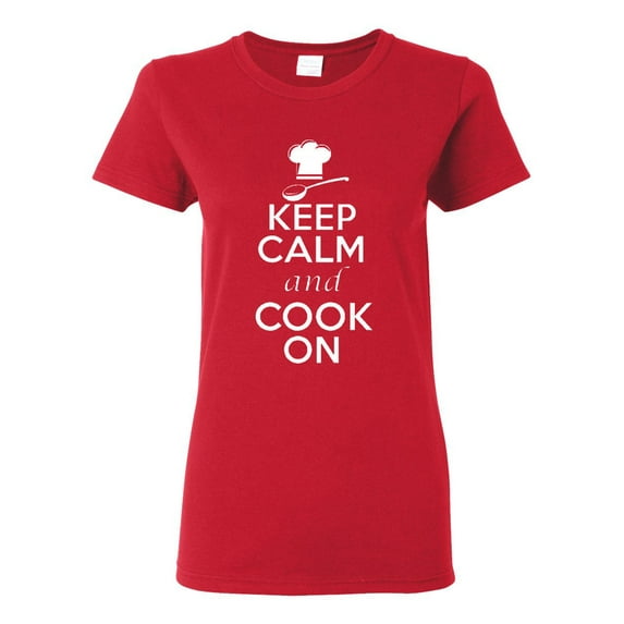 Ladies Keep Calm And Cook On T-Shirt Tee