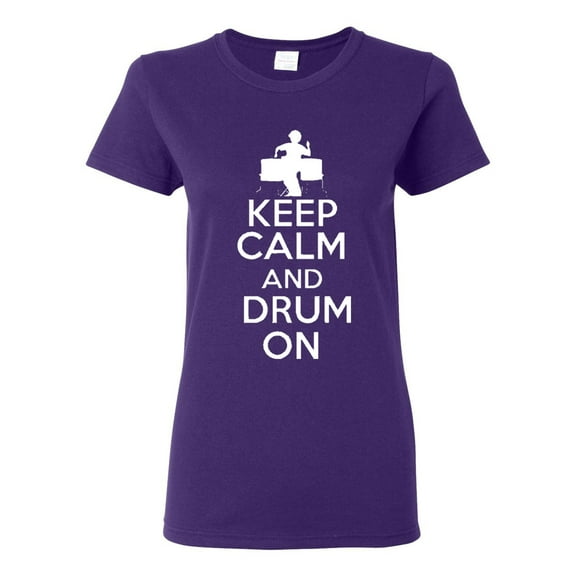 Ladies Keep Calm And Drum On T-Shirt Tee
