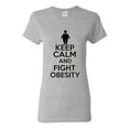 thumbnail image 1 of Ladies Keep Calm And Fight Obesity T-Shirt Tee, 1 of 2
