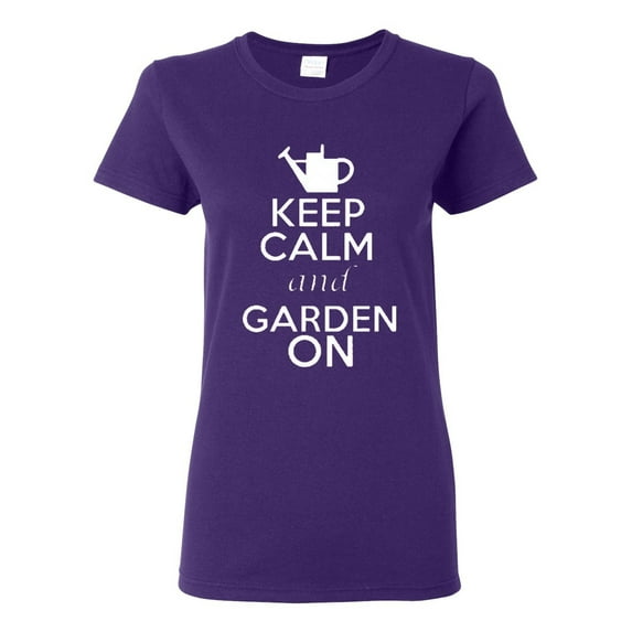 Ladies Keep Calm And Garden On T-Shirt Tee