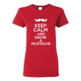 thumbnail image 1 of Ladies Keep Calm And Grow A Mustache Funny T-Shirt Tee, 1 of 2