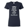thumbnail image 1 of Ladies Keep Calm And Grow A Mustache Funny T-Shirt Tee, 1 of 2