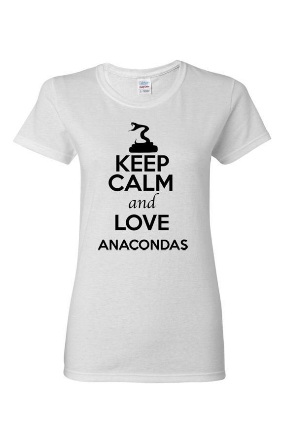 Ladies Keep Calm And Love Anacondas Snake Animal Lover T-Shirt Tee