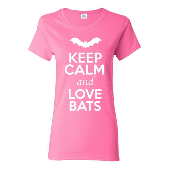 Ladies Keep Calm And Love Bats Animal Lover T-Shirt Tee