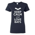 thumbnail image 1 of Ladies Keep Calm And Love Bats Animal Lover T-Shirt Tee, 1 of 2