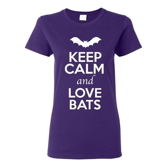 Ladies Keep Calm And Love Bats Animal Lover T-Shirt Tee