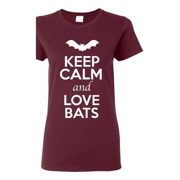 Ladies Keep Calm And Love Bats Animal Lover T-Shirt Tee