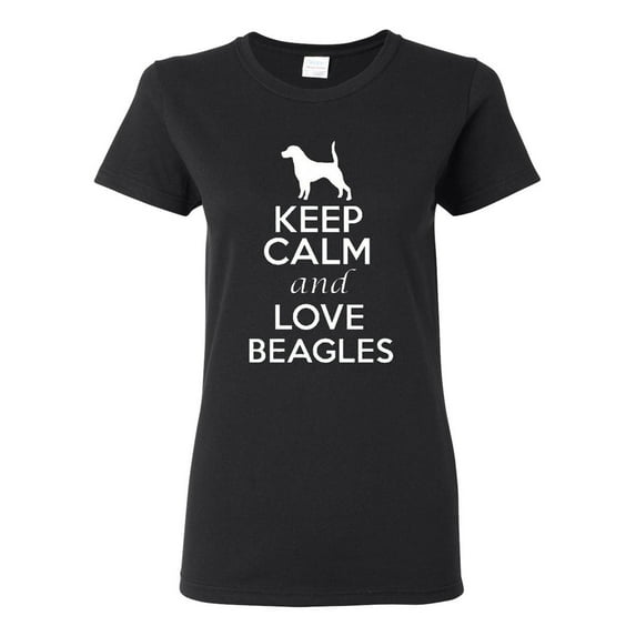 Ladies Keep Calm And Love Beagles T-Shirt Tee