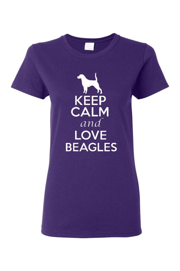 Ladies Keep Calm And Love Beagles T-Shirt Tee