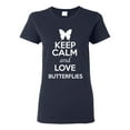 thumbnail image 1 of Ladies Keep Calm And Love Butterflies Insects Lover T-Shirt Tee, 1 of 2