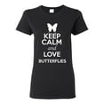 thumbnail image 1 of Ladies Keep Calm And Love Butterflies Insects Lover T-Shirt Tee, 1 of 2