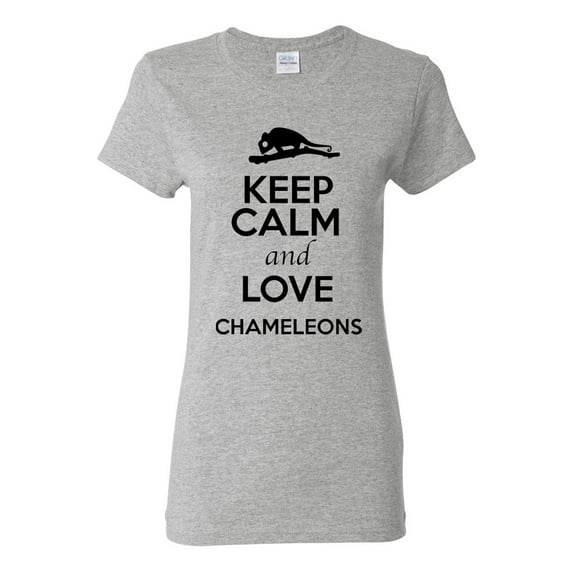 Ladies Keep Calm And Love Chameleons Lizard Animal Lover T-Shirt Tee