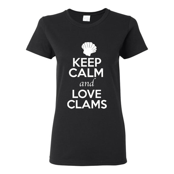 Ladies Keep Calm And Love Clams Shell Animal Lover T-Shirt Tee
