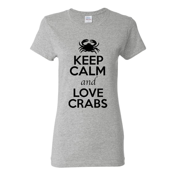 Ladies Keep Calm And Love Crab Sea Animal Lover T-Shirt Tee