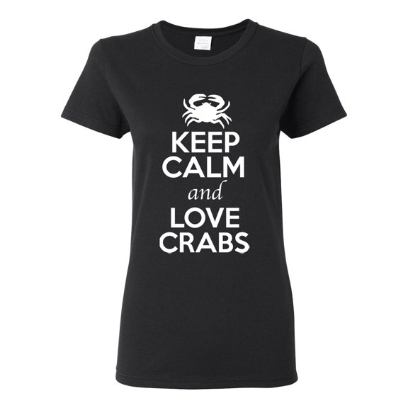Ladies Keep Calm And Love Crab Sea Animal Lover T-Shirt Tee