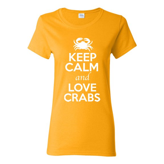 Ladies Keep Calm And Love Crab Sea Animal Lover T-Shirt Tee