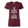 thumbnail image 1 of Ladies Keep Calm And Love Deers Moose Animal Lover T-Shirt Tee, 1 of 2