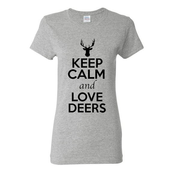 Ladies Keep Calm And Love Deers Moose Animal Lover T-Shirt Tee