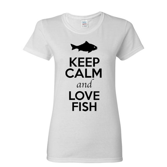 Ladies Keep Calm And Love Fish Sea Animal Lover T-Shirt Tee