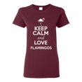 thumbnail image 1 of Ladies Keep Calm And Love Flamingos Bird Animal Lover T-Shirt Tee, 1 of 2
