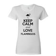 thumbnail image 1 of Ladies Keep Calm And Love Flamingos Bird Animal Lover T-Shirt Tee, 1 of 2