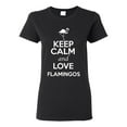 thumbnail image 1 of Ladies Keep Calm And Love Flamingos Bird Animal Lover T-Shirt Tee, 1 of 2