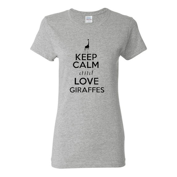 Ladies Keep Calm And Love Giraffe T-Shirt Tee