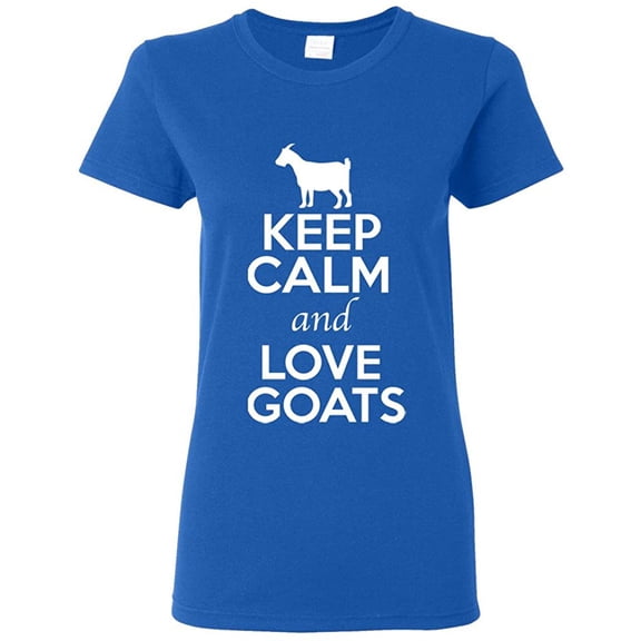 Ladies Keep Calm And Love Goat Animal Lover T-Shirt Tee
