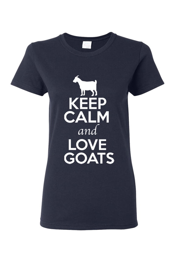 Ladies Keep Calm And Love Goat Animal Lover T-Shirt Tee