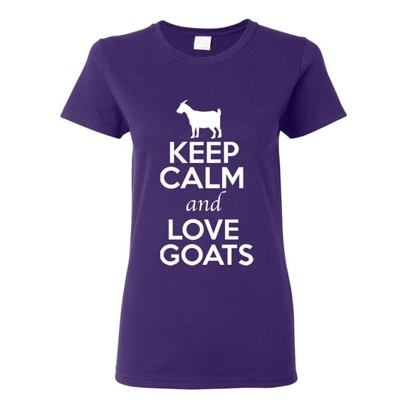 Ladies Keep Calm And Love Goat Animal Lover T-Shirt Tee