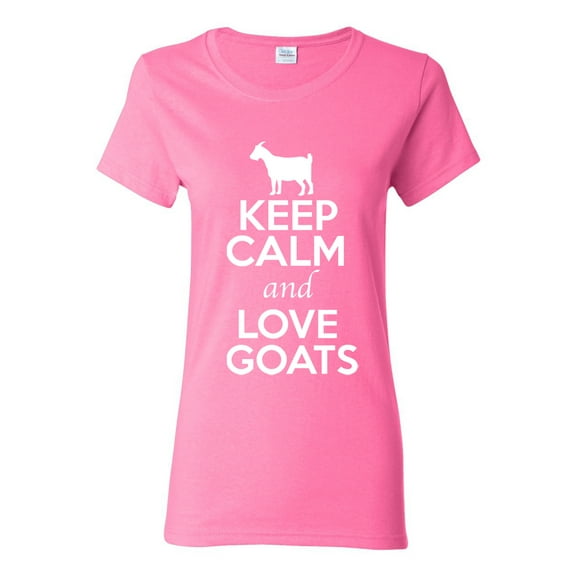 Ladies Keep Calm And Love Goat Animal Lover T-Shirt Tee