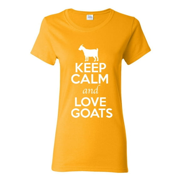 Ladies Keep Calm And Love Goat Animal Lover T-Shirt Tee