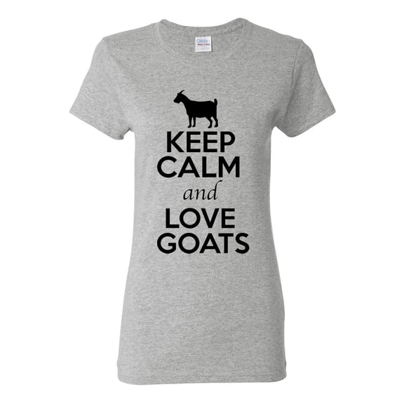 Ladies Keep Calm And Love Goat Animal Lover T-Shirt Tee