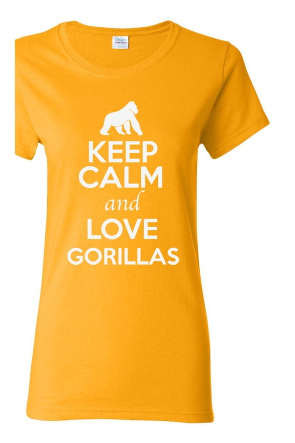 Ladies Keep Calm And Love Gorillas Monkey Animal Lover T-Shirt Tee