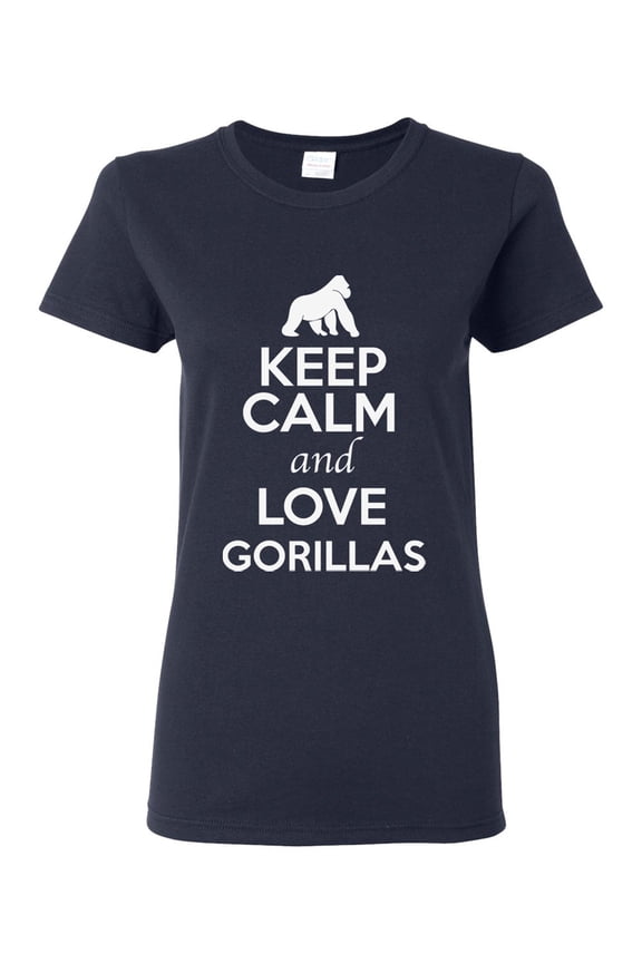 Ladies Keep Calm And Love Gorillas Monkey Animal Lover T-Shirt Tee
