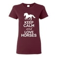 thumbnail image 1 of Ladies Keep Calm And Love Horses Animal Lover DT T-Shirt Tee, 1 of 2