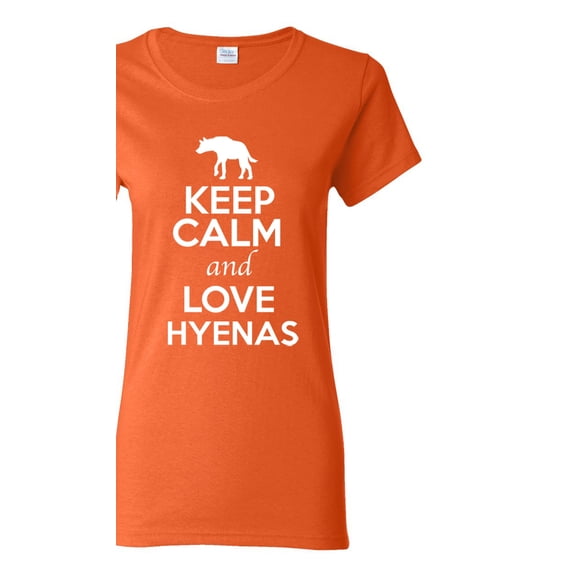 Ladies Keep Calm And Love Hyenas Canine Animal Lover T-Shirt Tee