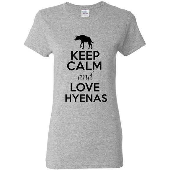Ladies Keep Calm And Love Hyenas Canine Animal Lover T-Shirt Tee