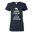 thumbnail image 1 of Ladies Keep Calm And Love Hyenas Canine Animal Lover T-Shirt Tee, 1 of 2