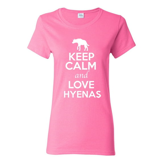 Ladies Keep Calm And Love Hyenas Canine Animal Lover T-Shirt Tee
