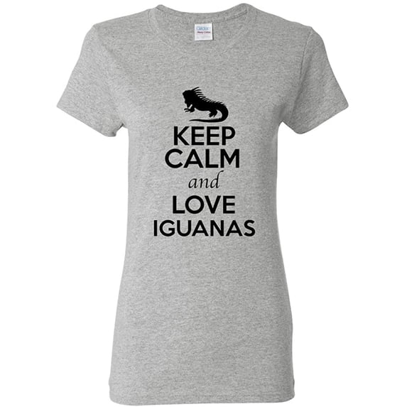 Ladies Keep Calm And Love Iguanas Lizard Animal Lover T-Shirt Tee