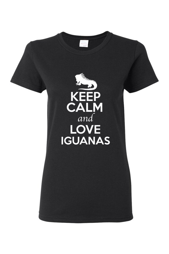 Ladies Keep Calm And Love Iguanas Lizard Animal Lover T-Shirt Tee