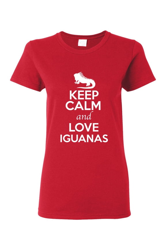 Ladies Keep Calm And Love Iguanas Lizard Animal Lover T-Shirt Tee