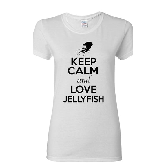 Ladies Keep Calm And Love Jellyfish Jelly Animal Lover T-Shirt Tee