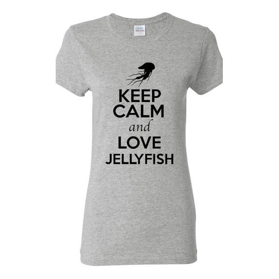Ladies Keep Calm And Love Jellyfish Jelly Animal Lover T-Shirt Tee