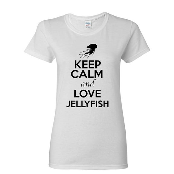 Ladies Keep Calm And Love Jellyfish Jelly Animal Lover T-Shirt Tee