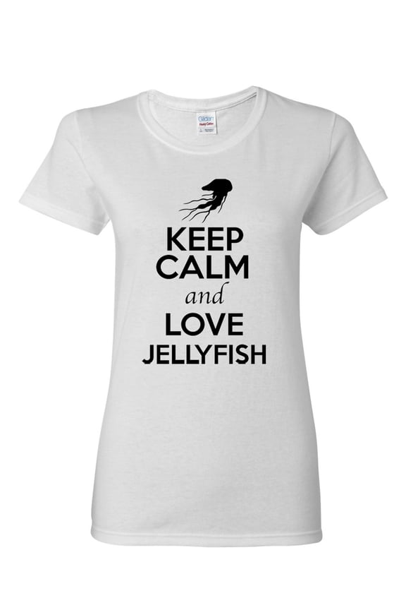 Ladies Keep Calm And Love Jellyfish Jelly Animal Lover T-Shirt Tee