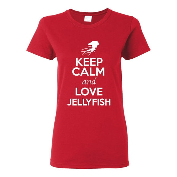 Ladies Keep Calm And Love Jellyfish Jelly Animal Lover T-Shirt Tee