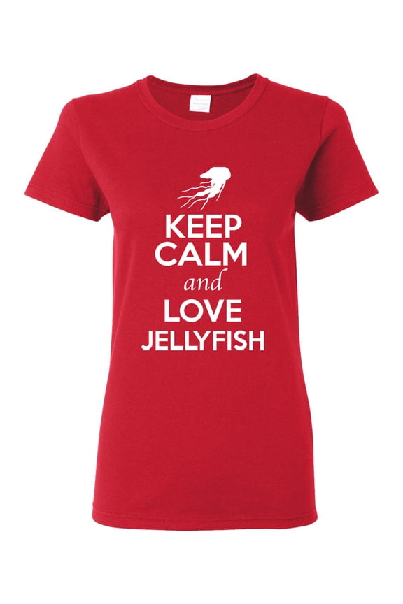 Ladies Keep Calm And Love Jellyfish Jelly Animal Lover T-Shirt Tee